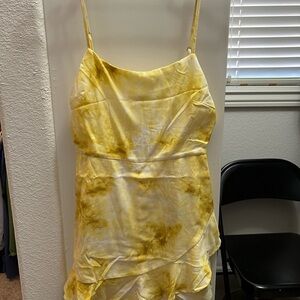 Yellow Tie-Dye Spaghetti Strap Romper